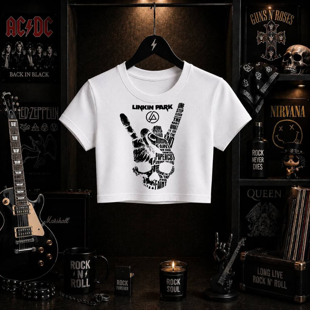 Cropped Linkin Park Streetwear Rock 100% Algodão