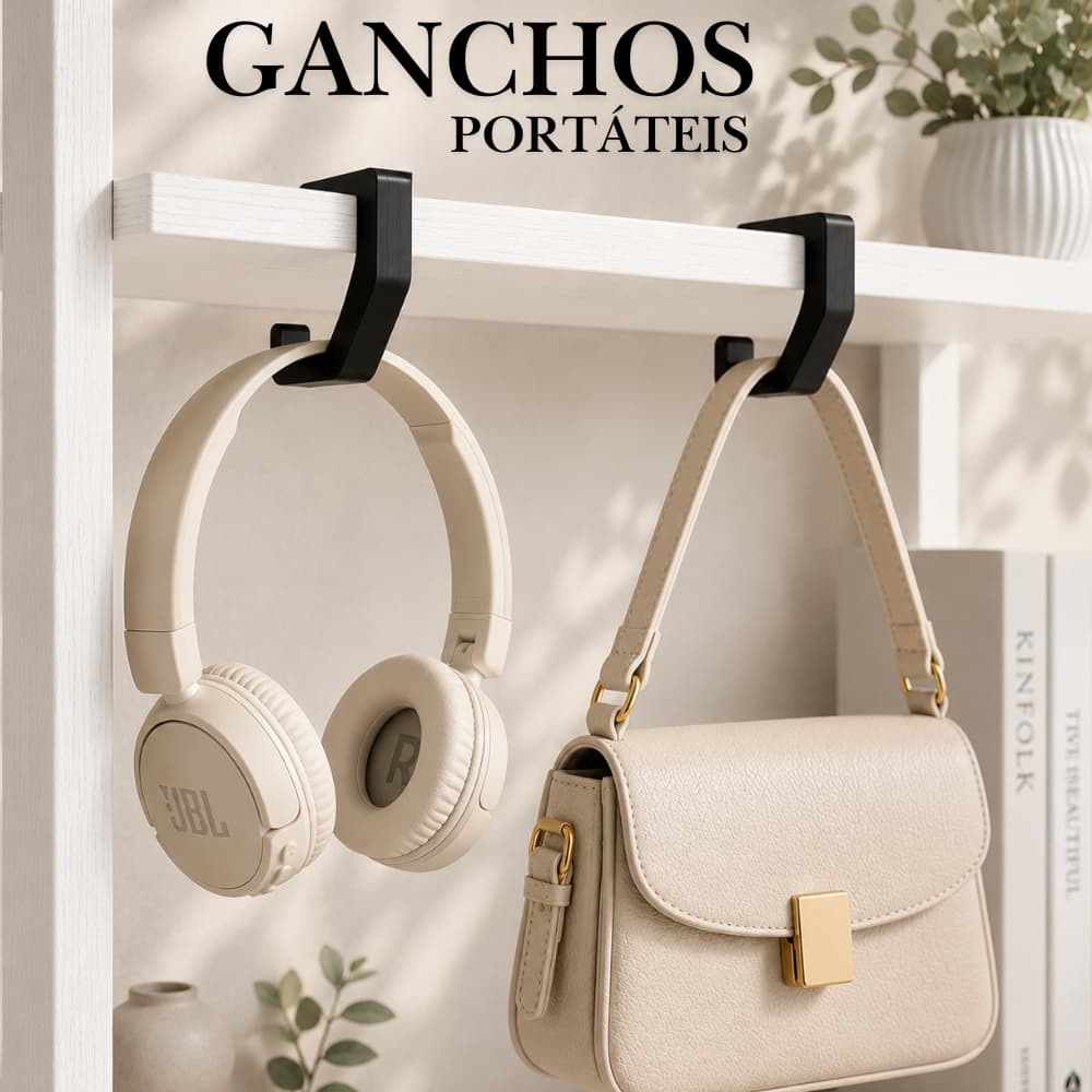 Kit 2 Gancho Suporte organizador portátil para bolsa mochila sacola escritório
