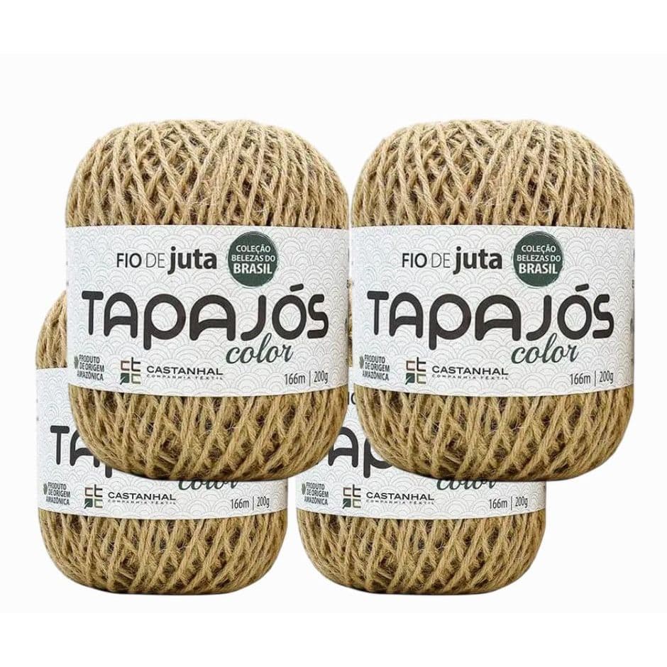 4x Fio de Juta Castanhal Tapajós Natural 200g 166m Macramê Crochê Sustentável Decoração Brindes Artesanato