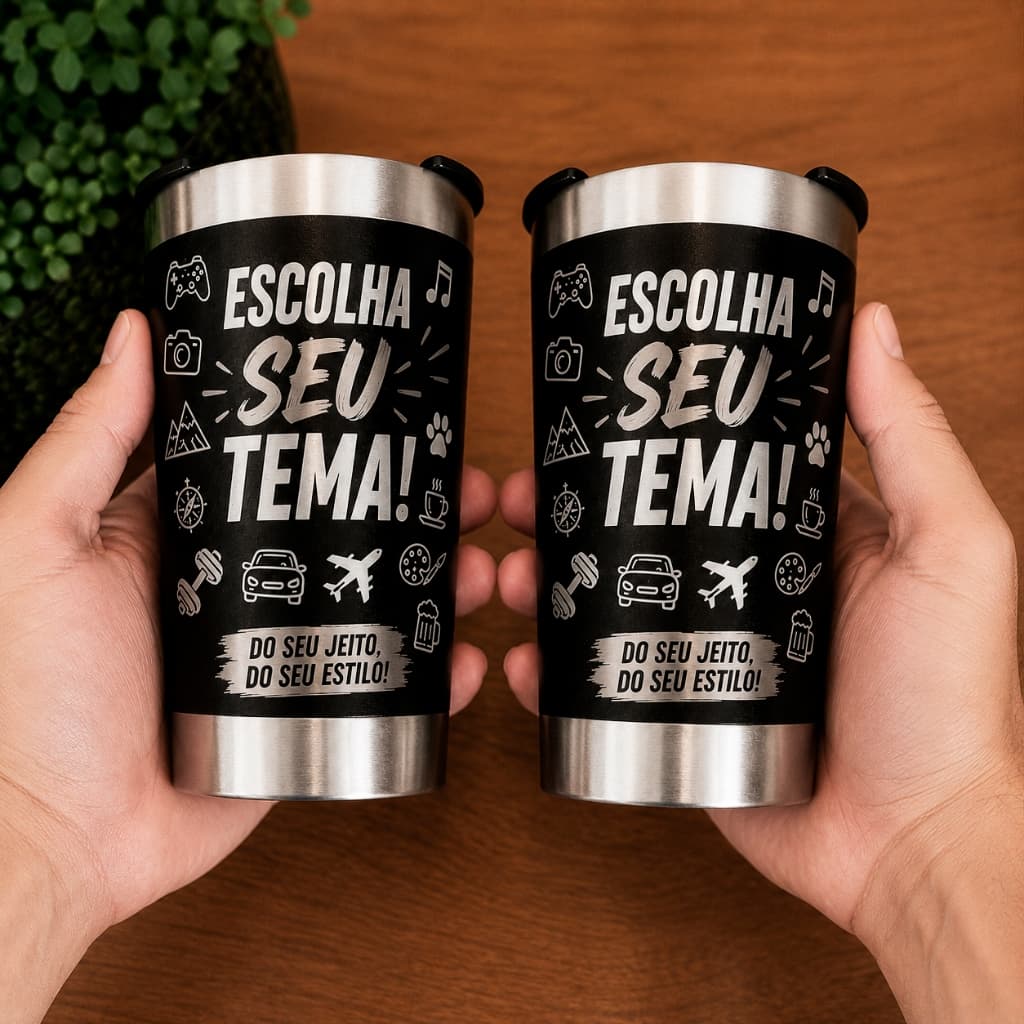 Copo Térmico Personalizado Gravação a Laser Nome, Logo, Imagem Vetorizada ou Gravação 360