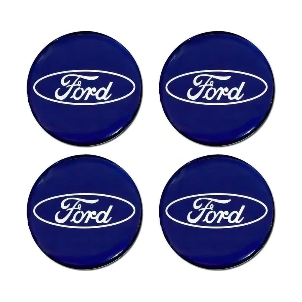 4 Emblema Adesivo Calota Ford Resinado Azul 48mm