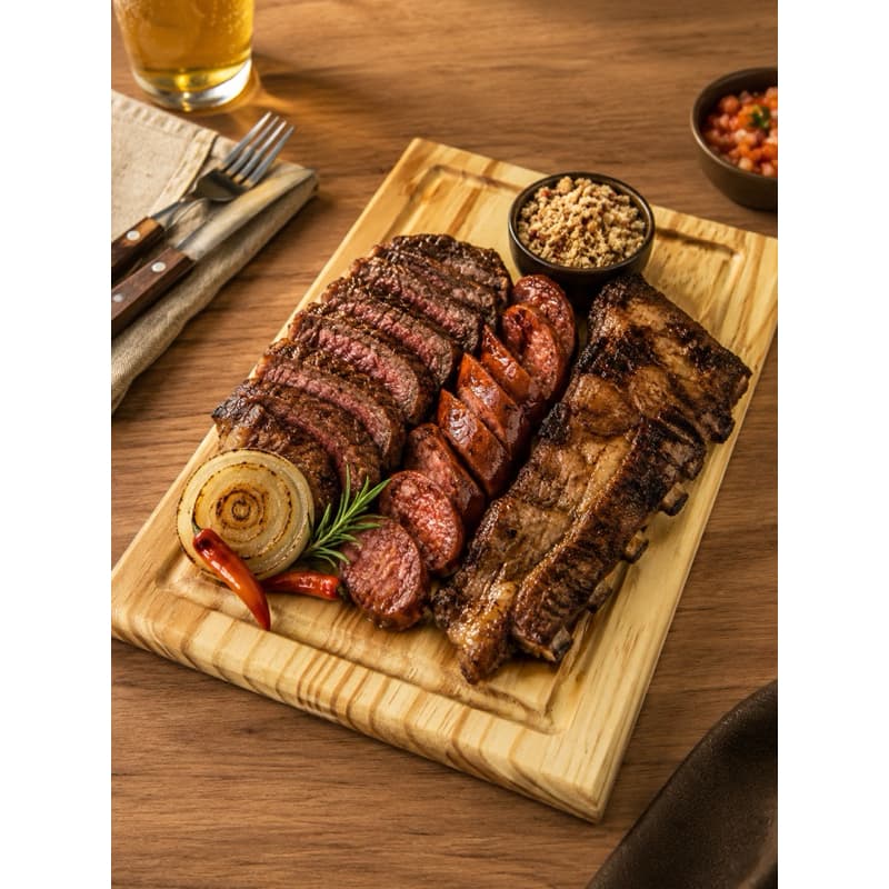 Tábua de carne para churrasco e corte, tábua gourmet com canaleta de gordura.