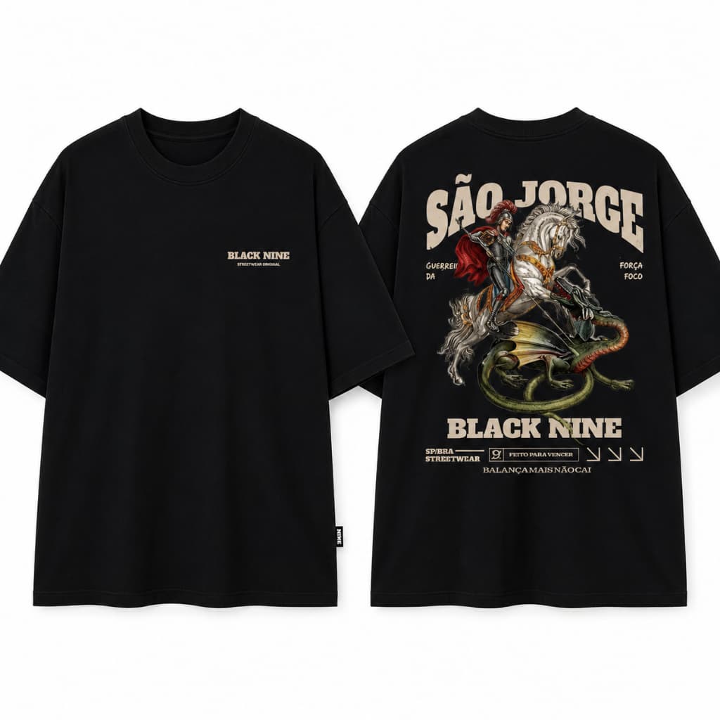Camiseta Oversized São Jorge – Fé e Estilo Streetwear