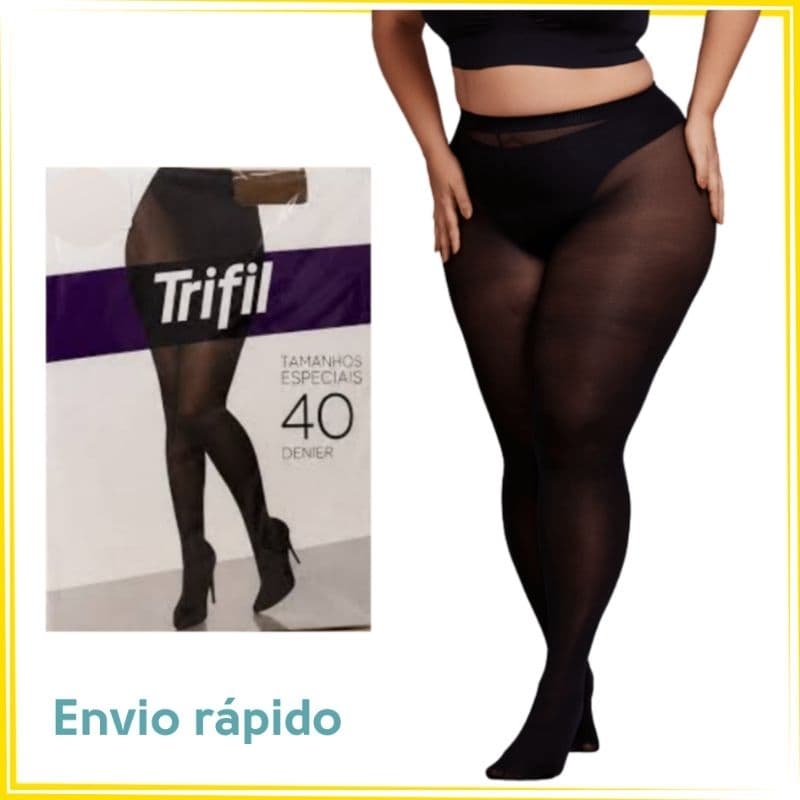 Meia Calça fio 40 plus size Trifil Feminina, 2XG cor preta. Conforto e qualidade.