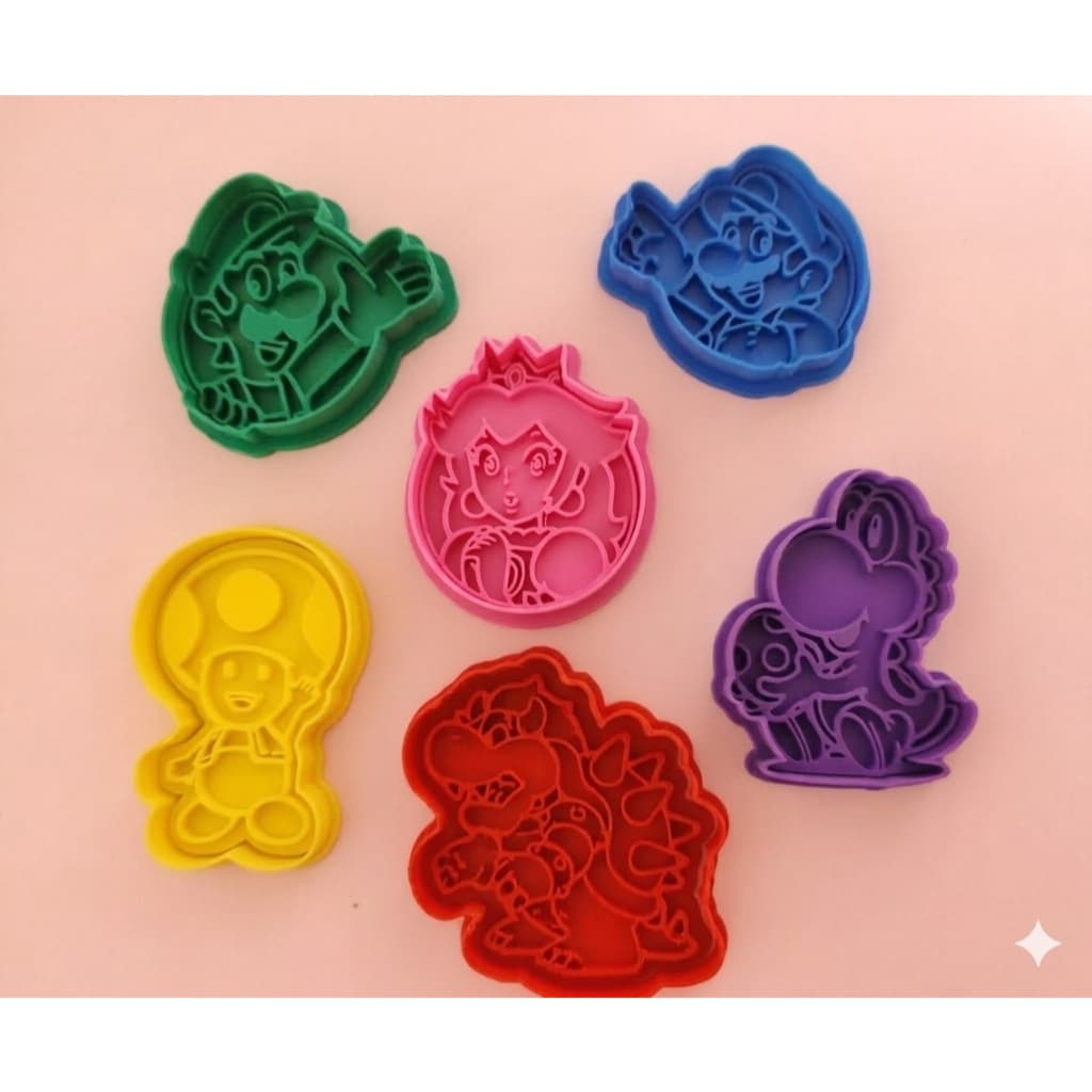 Kit 6 Cortador Marcador Super Mario Pasta Americana