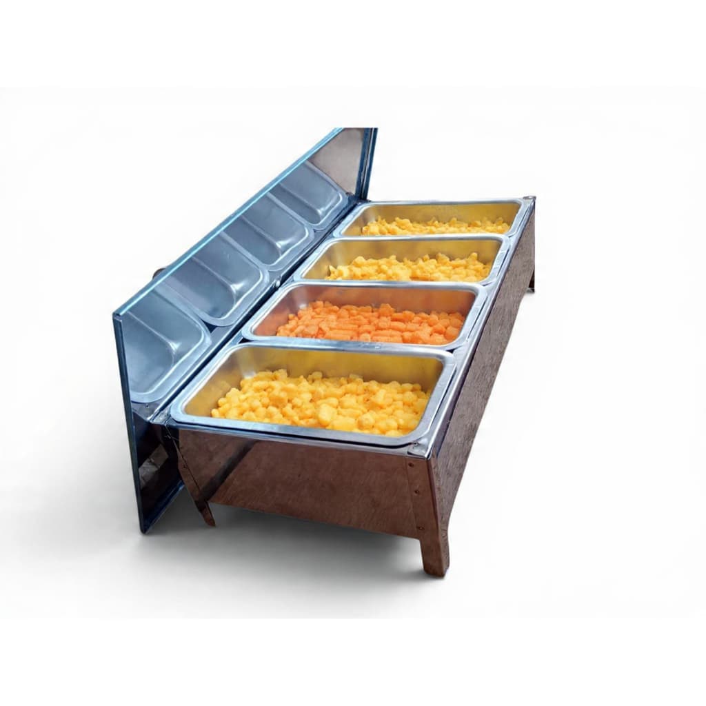 CONDIMENTADORA INOX COM 4 CUBAS DE ALUMÍNIO+ ENVIO RÁPIDO E SEGURO