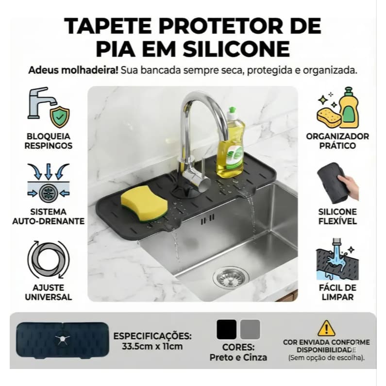 Organizador De Pia Silicone Apoio Detergente Esponja Calha