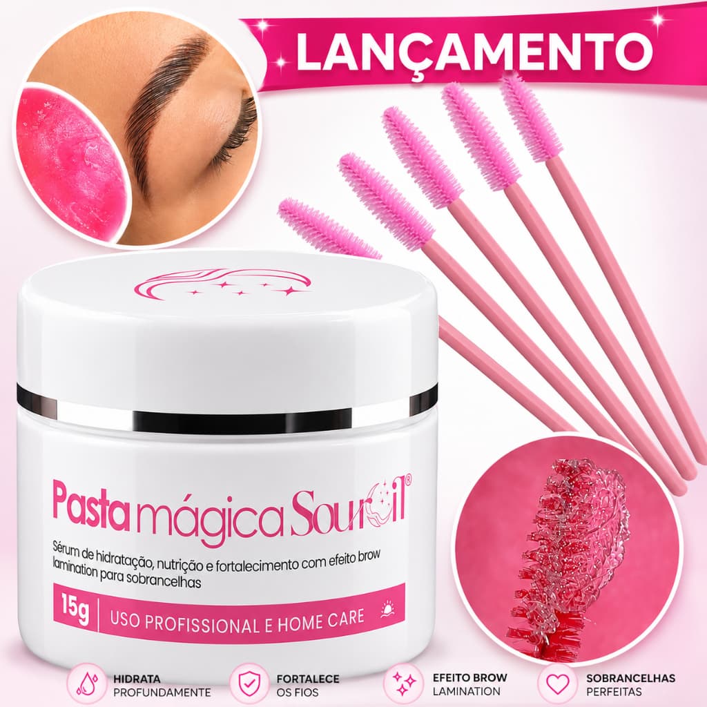 Gel Para Sobrancelhas Pasta Magica Brow Lamination Modelagem Nutrição  Sourcil Com 5 Escovinhas Cor Sortida