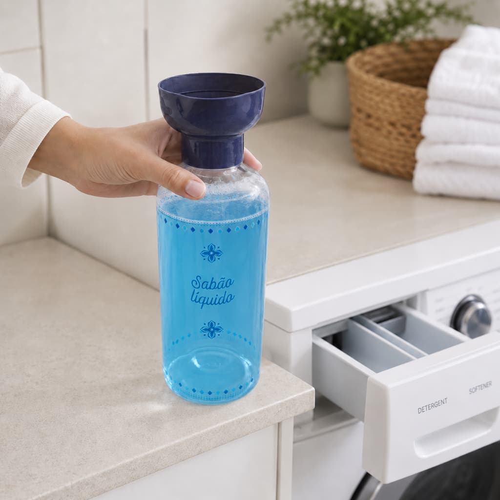 Pote Porta Sabão Liquido C/ Tampa Dosadora Lavanderia 970ml