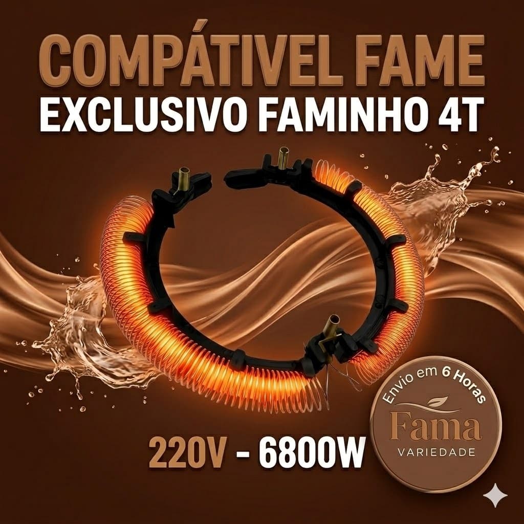Resistência Compatível com Chuveiro Fame Ducha Faminho 4T 220V 6800W