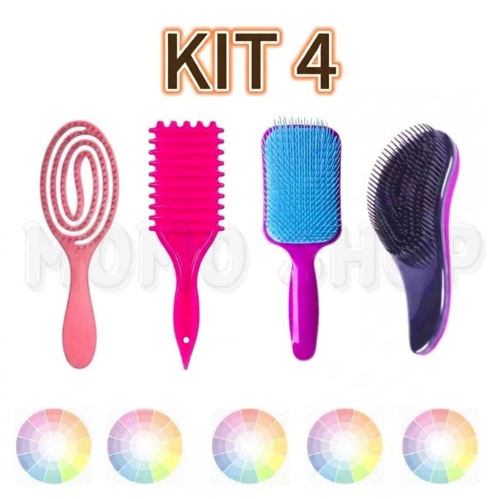 Kit Escova Flexível, Escova Ondas, Escova Magica e Escova Raquete.