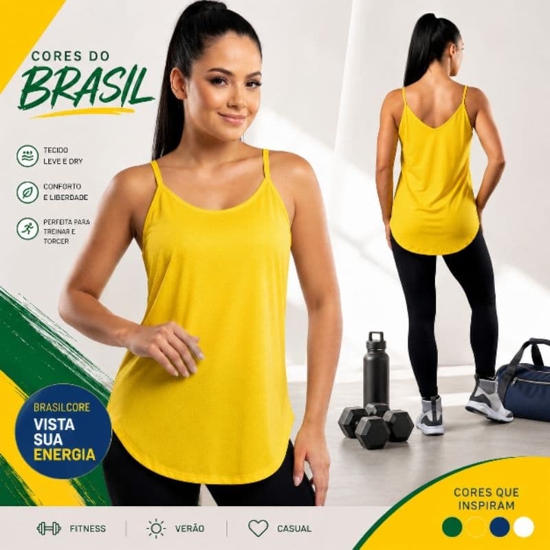 Regata Feminina Alcinhas Cores do Brasil Fitnes