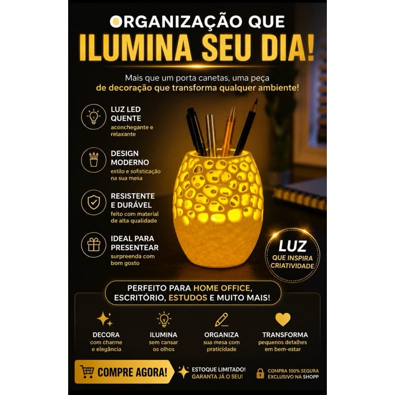 Porta Canetas Iluminado