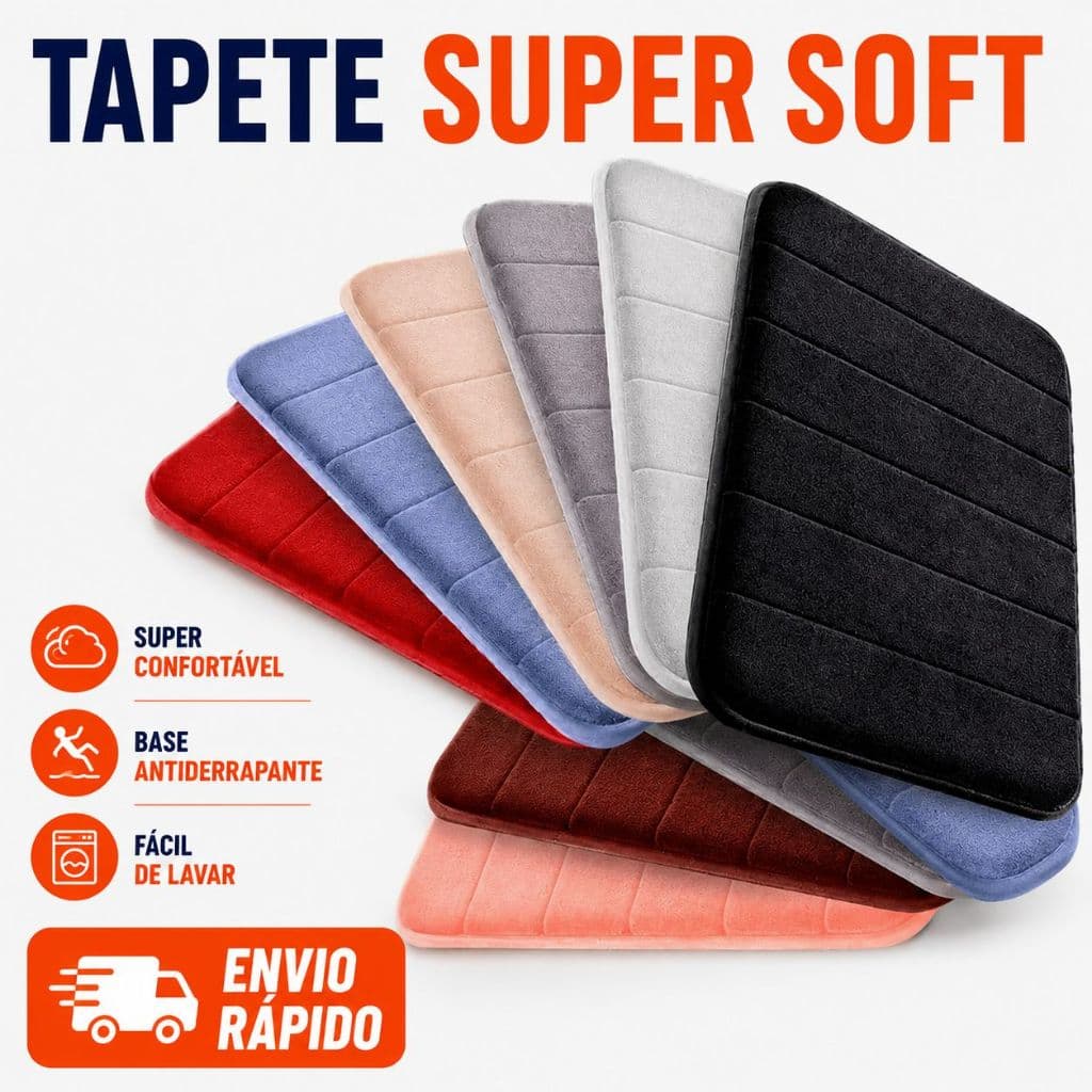 Kit Tapete Super Soft Antiderrapante | Macio | Para Quarto, Banheiro e Porta