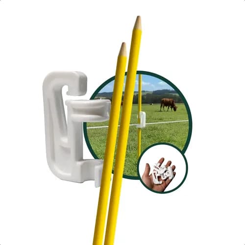 Kit 20 Varetas Fibra Vidro 1,20m + 50 Clips Piquete Rotacionado Cerca Elétrica Rural Isolada