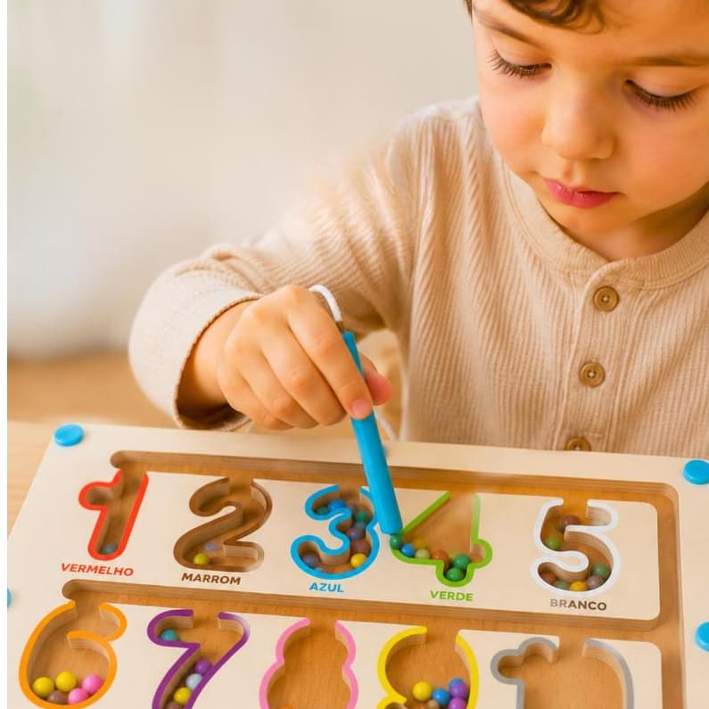 Brinquedo Educativo Infantil Labirinto Magnético Números Cor