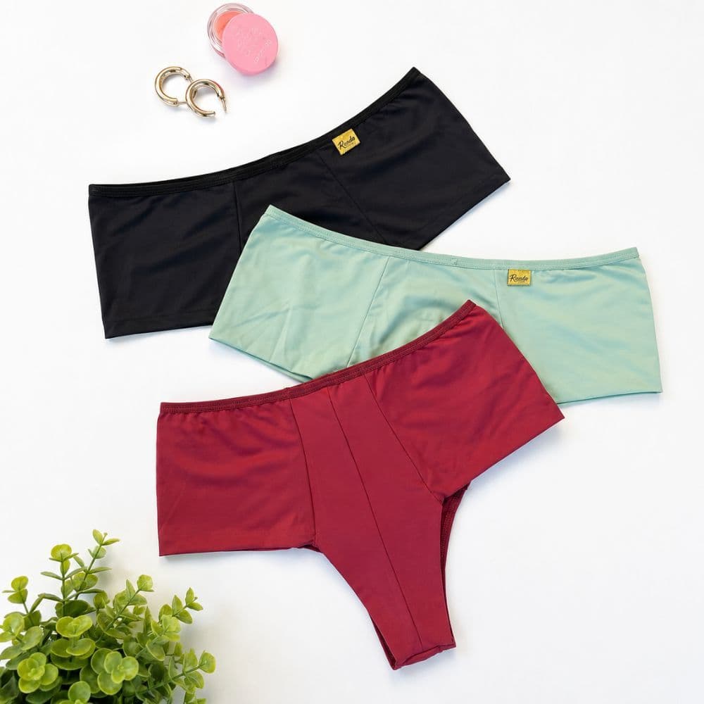 Kit 3 Calcinha Cintura Alta Fio Duplo Poliamida Fiminino Adulto Conforto Dia a Dia Moda Intima