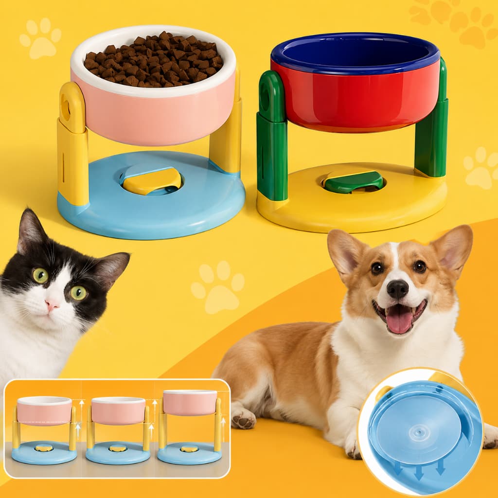 Comedouro Bebedouro Elevado Com Ventosa Para Cães e Gatos Dispenser Vasilha Tigela Pote Pet