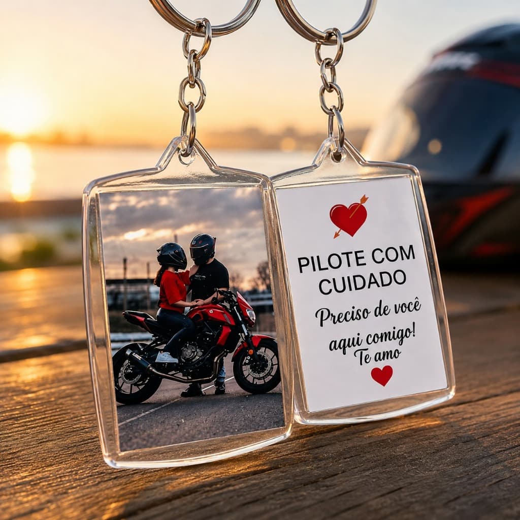 Chaveiro Personalizado com Foto - Pilote com Cuidado