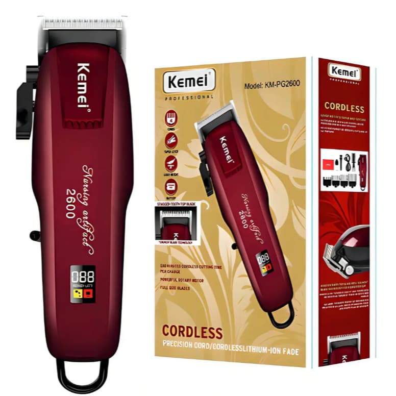 Cortador De Cabelo Kemei Km-pg2600 Bordô 100v/220 KM-2600PG sem fio Portátil Bivolt Máquina de corte