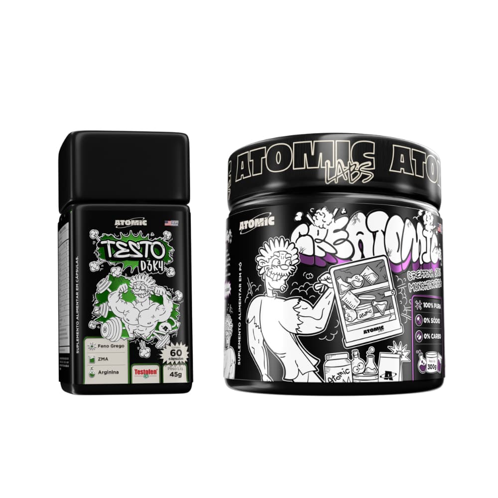 Testo D3K4 60 Cápsulas + Creatina 300g - Atomic Labs