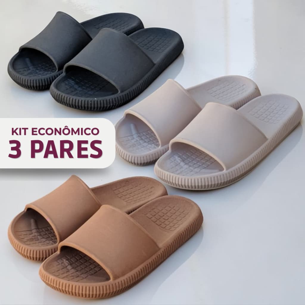 Kit Chinelo Feminino Nuvem Confort Kit 3 Pares Promoção