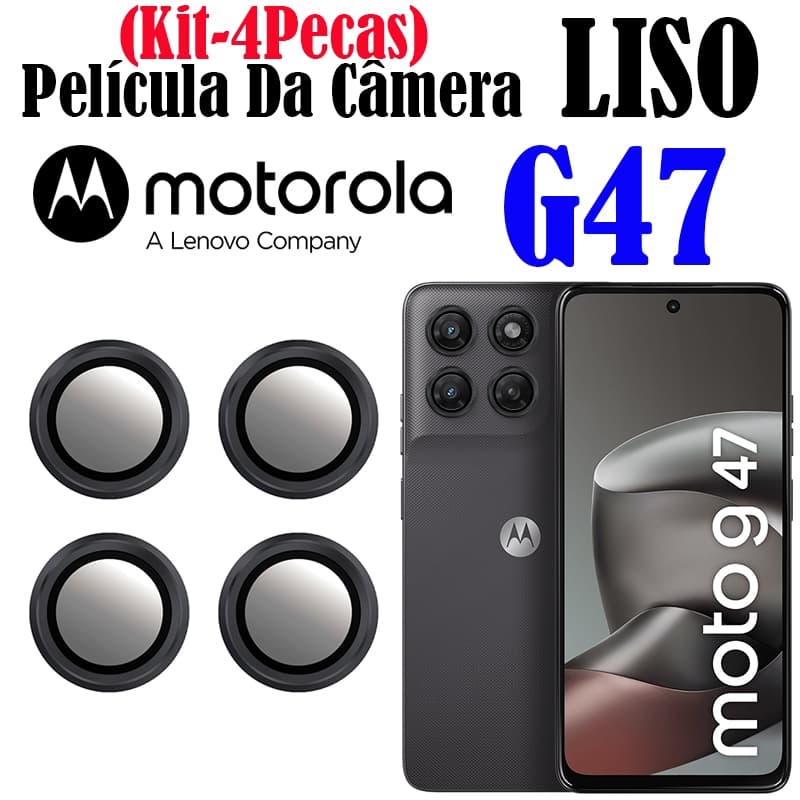 KIT(4*Pecas)Película Câmera Liso G47 Motorola Com Anel De Metal Protetors Lentes Vidro Temperado Anti Risco