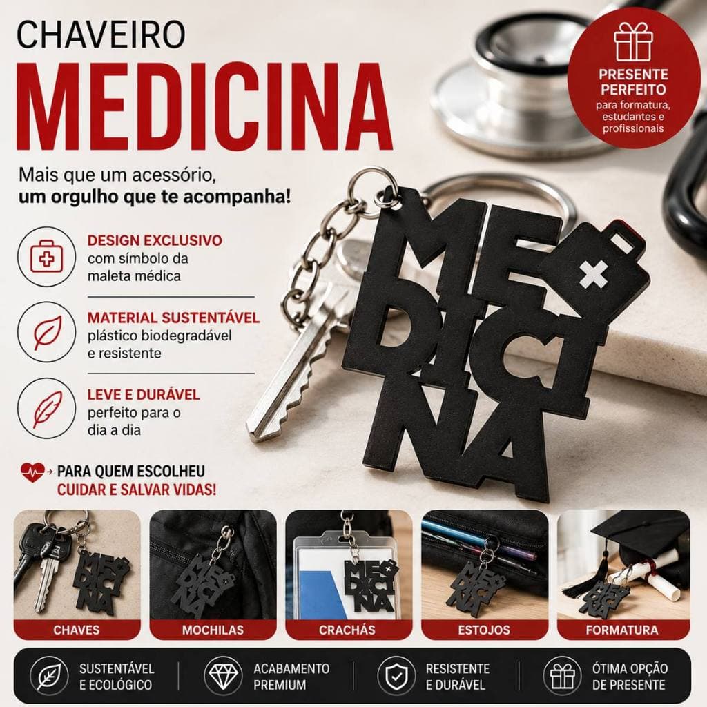 Chaveiro Medicina | Presente para Médicos e Estudantes de Medicina