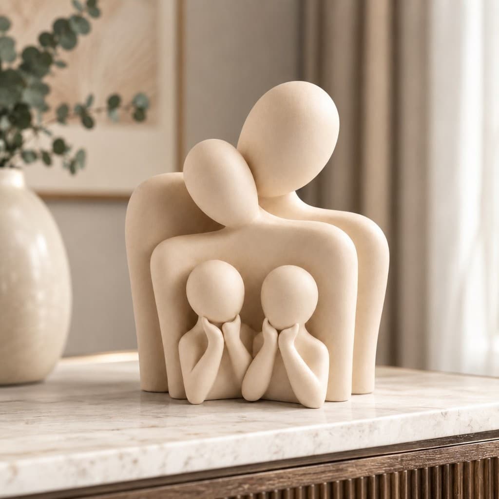 Escultura Família Decorativa Moderna Estatua Minimalista