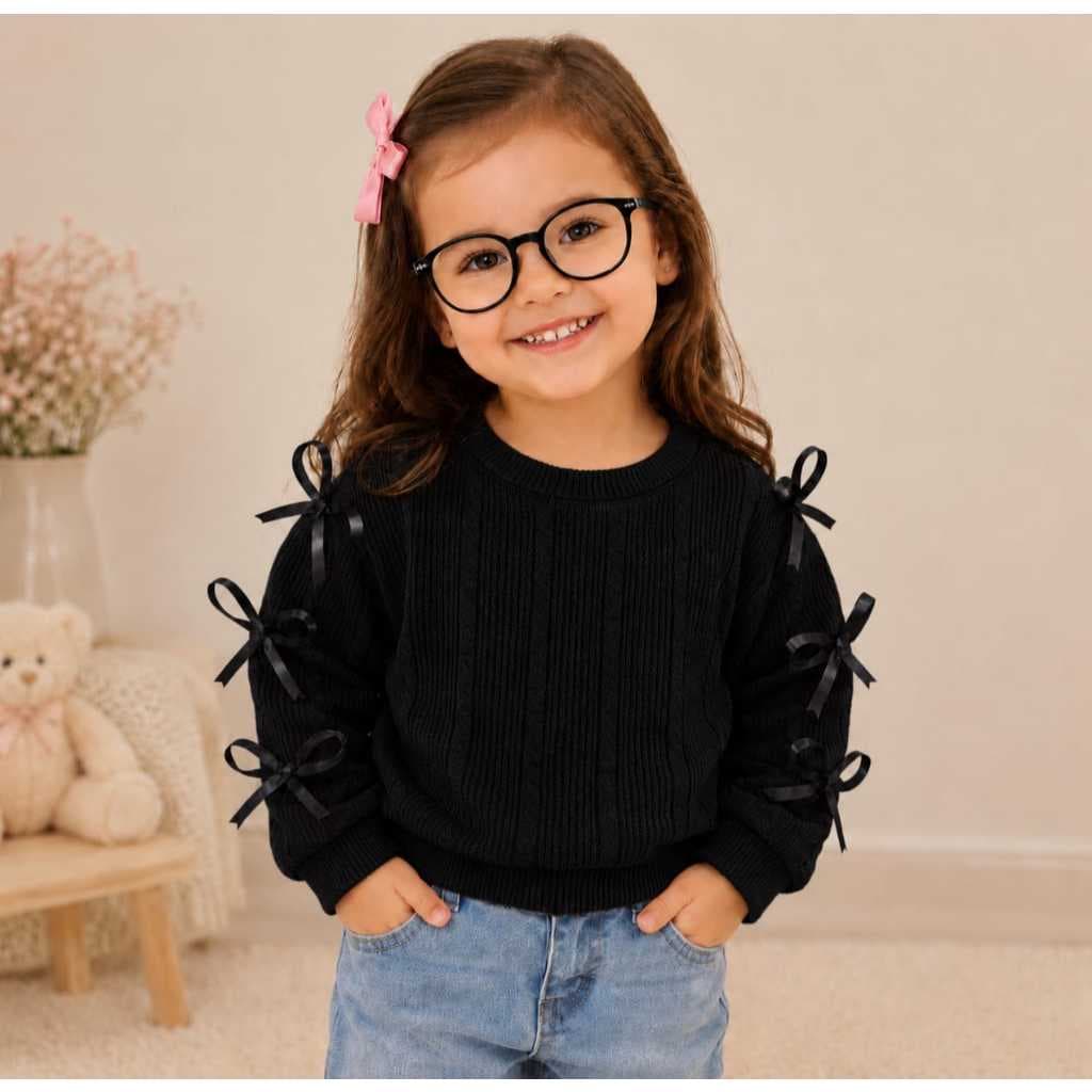 BLUSA INFANTIL FEMENINA MANGA LONGA CON LAÇOS ( moda bloguerinha inverno)