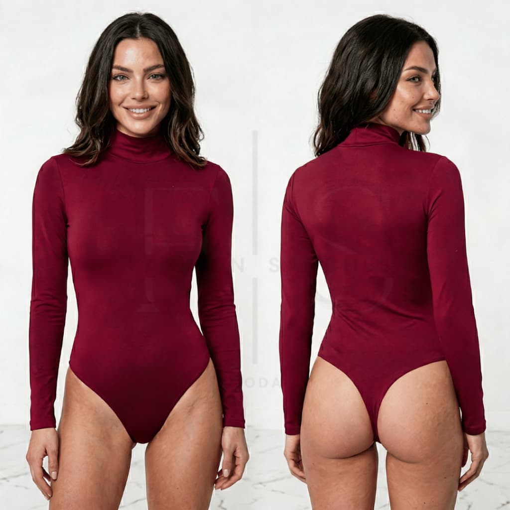 Body Feminino Suplex Manga Longa Feminino Gola Alta Cacharrel Segunda Pele Premium