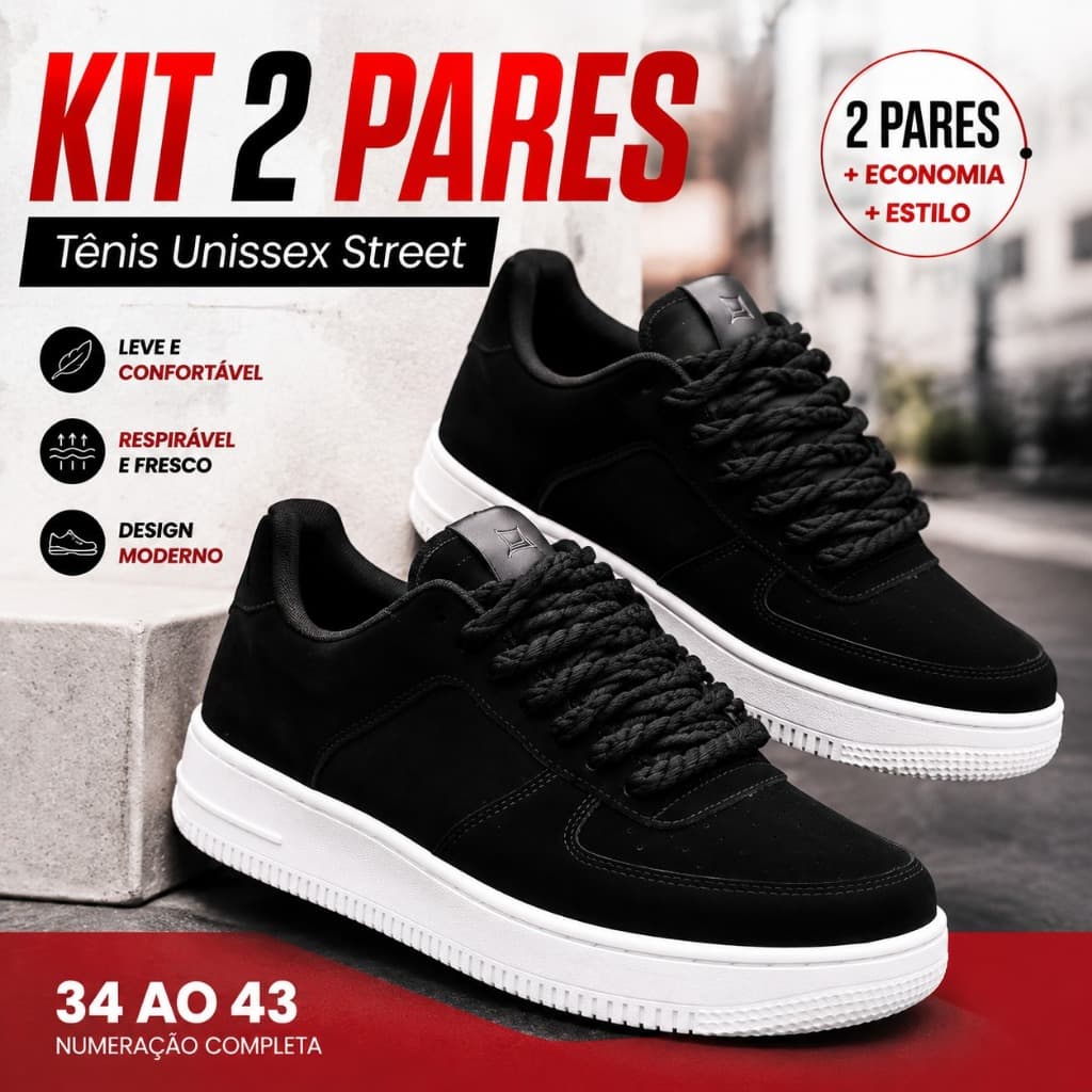 Oferta 2 Pares Tênis Streetwear Masculino e Feminino Camurça Confortável Academia e Corrida Promoção