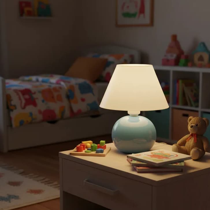 Abajur Cerâmica com Cúpula Ideal para Quarto Sala Escritório e Ambiente Infantil