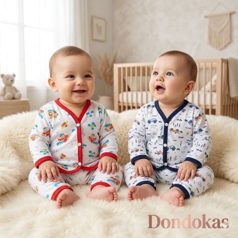 Conjunto de Pijama Bebê Menino de botão Pijama Americano Confortável Roupa de Bebe para Dormir