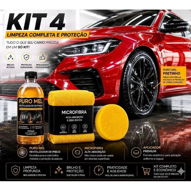 Pretinho Automotivo Puro Mel Limpa Pneu 500 ml