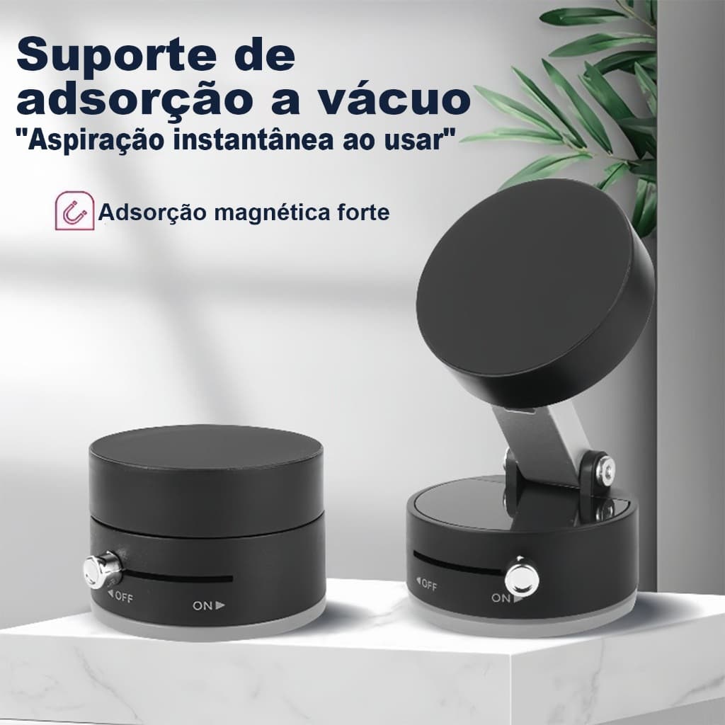 Suporte para Celular com Adsorção a Vácuo 360° Dobrável Magnético Multiuso - Branco