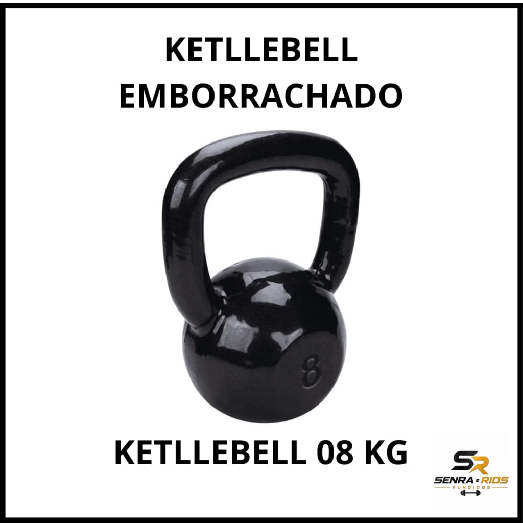 Kettlebell Emborrachado 8kg - Versatilidade, Resistência e Alça Ergonômica