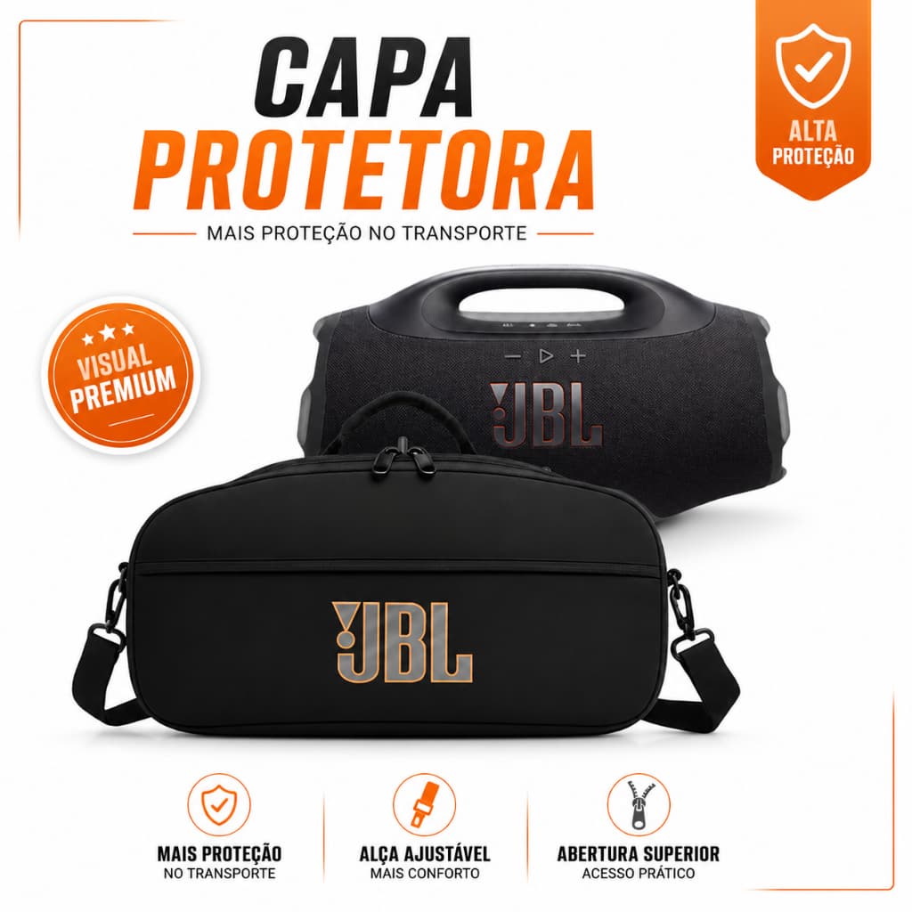 Capa Case Estojo Bolsa Compativel Para Boombox 4 Com Bolso Alça Nova com Bolso Acolchoado Exclusiva