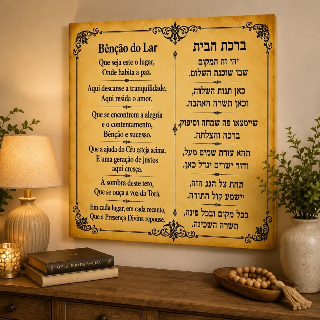 Quadro Decorativo Bênção do Lar Judaico Vintage Para Sala Quarto Hall