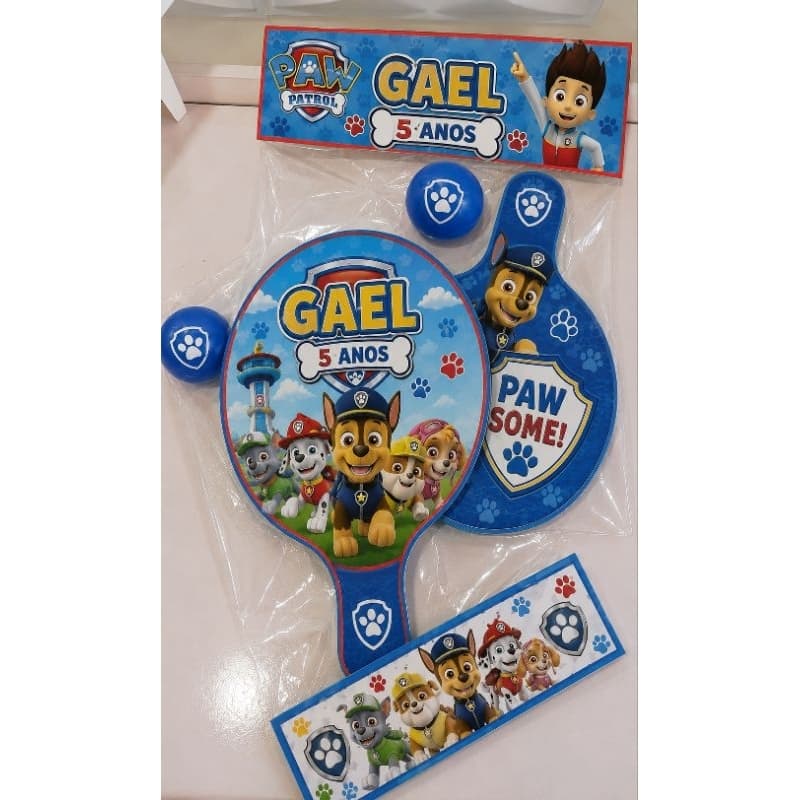 Kit Raquete Ping Pong personalizada Patrulha Canina - Lembrancinha infantil - aniversário - Patrulha canina
