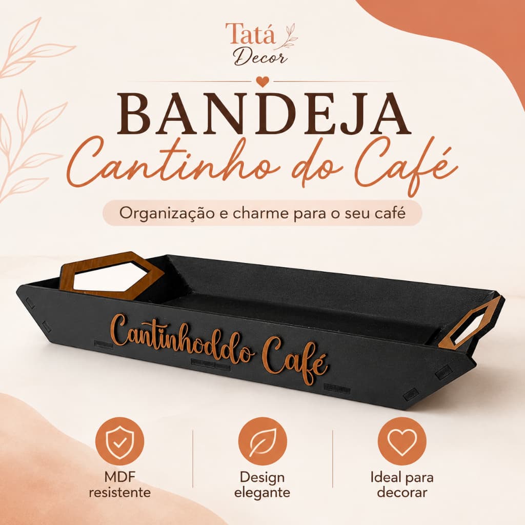 Bandeja Cantinho Do Café MDF Personalizada Decorativa Multiuso Cozinha Mesa Café Presente