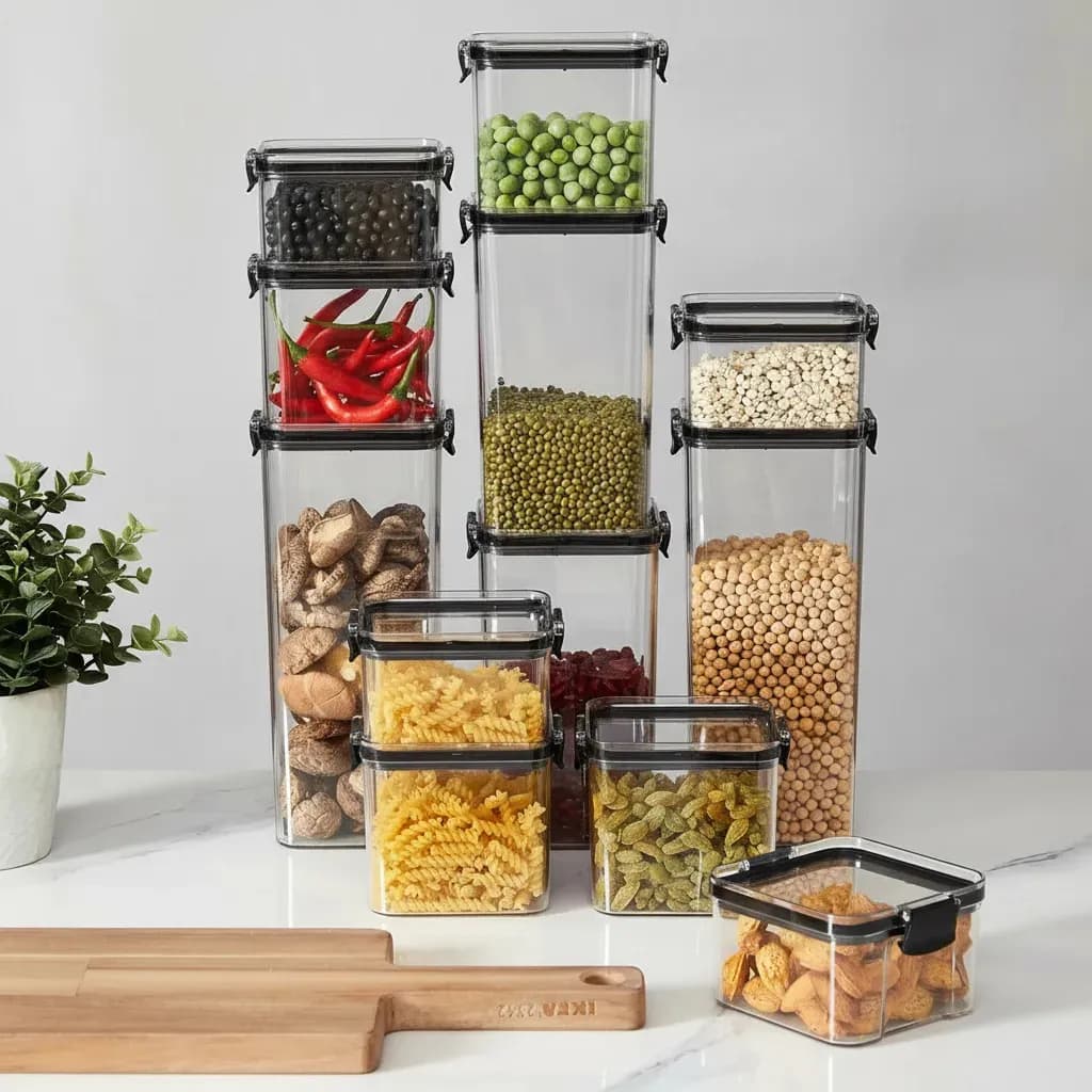 POTE HERMÉTICO HAUSHOP KIT 12 POTES PARA ALIMENTOS SEGURO TRANSPARENTE