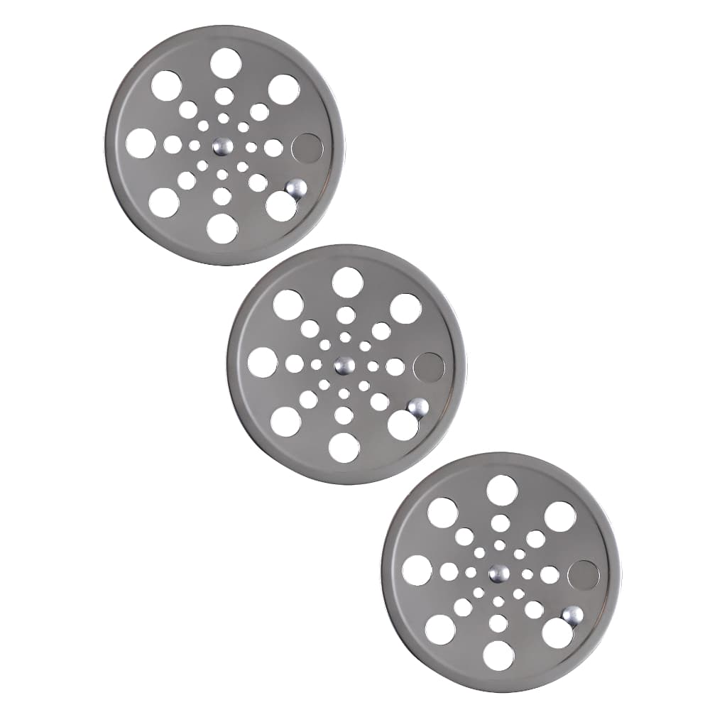 Kit 3 Ralo Tampa Grelha Aço Inox Redondo Abre e Fecha Rotativo 10 cm 100 mm banheiro quint brilhante