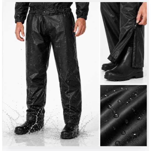 Calça De Chuva Impermeável Motociclista PVC Reforçado Com Zíper Lateral Moto Motoboy Entregador Preta