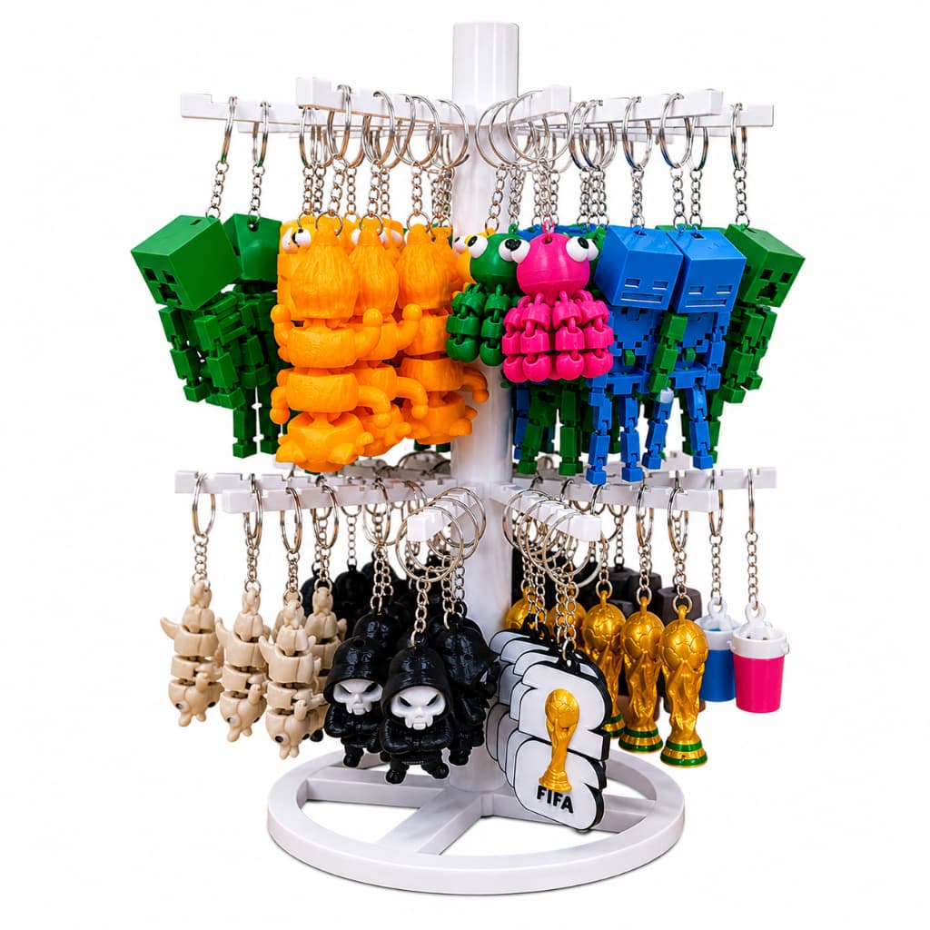 KIT 112 CHAVEIROS SORTIDOS + EXPOSITOR GIRATÓRIO