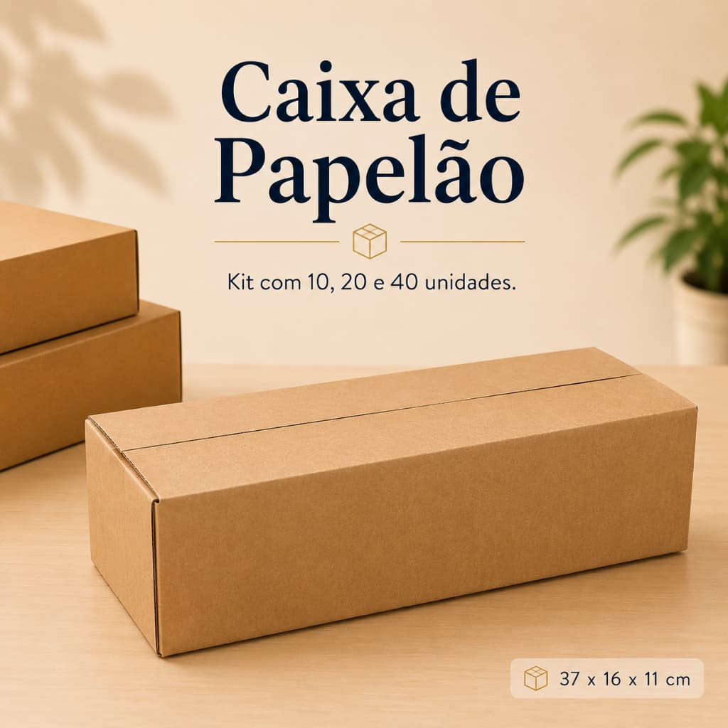 Kit Caixas De Papelão Correios Ecommerce Embalagem Reforçada Segura 37x16x11cm