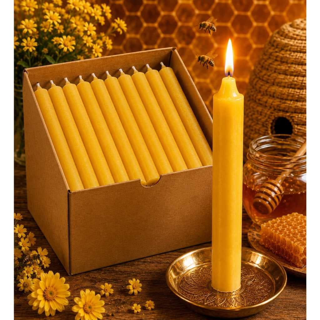 500g de Velas Palito Mel 12cm - 24 Unidades
