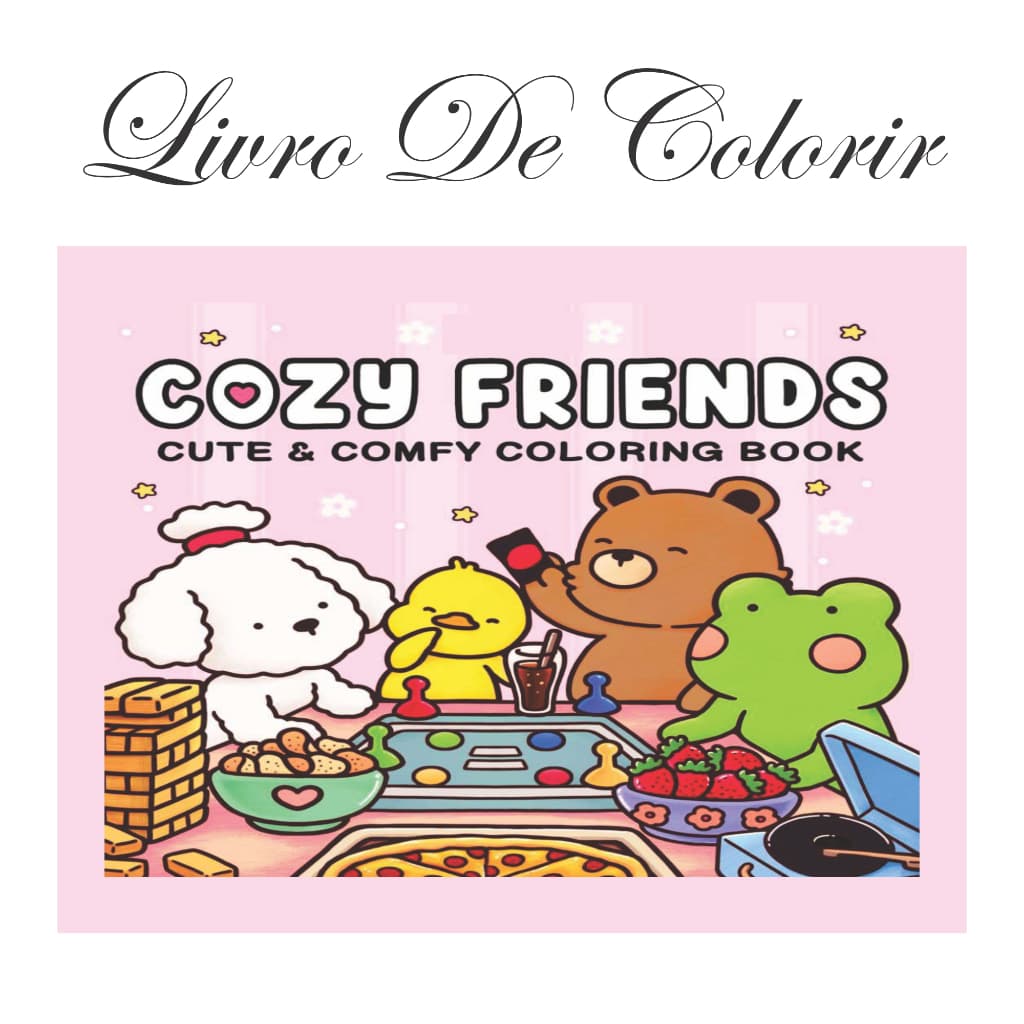 Livro de Colorir Cozy Friends - Capa dura - 50 folhas
