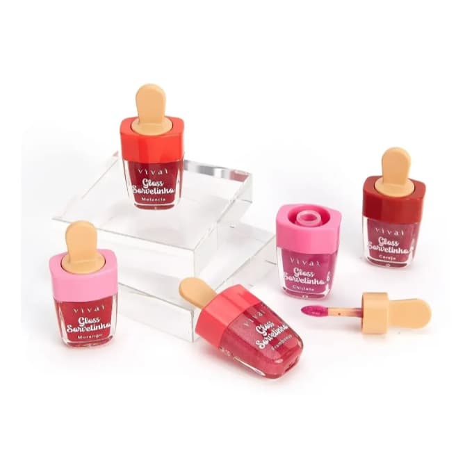 6,5ml Gloss Labial Vivai Sorvetinho com Glitter - Brilho Delicado e Fragrância Doce