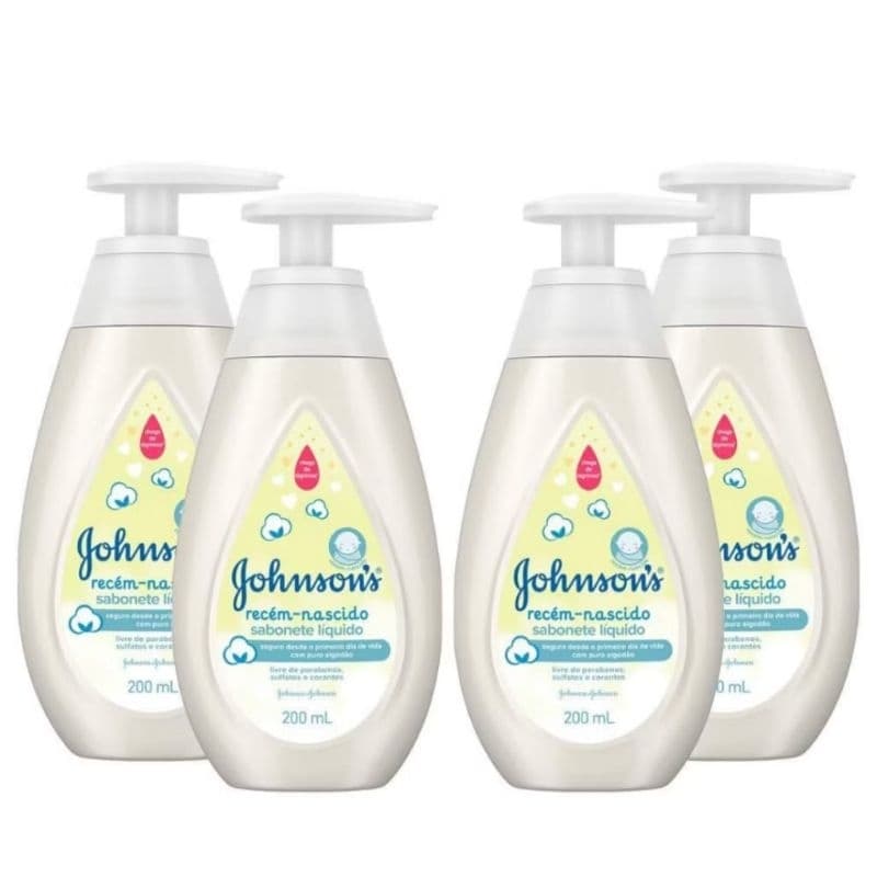 Kit 4 Johnson's Baby Sabonete Líquido Recém Nascido, 200ml